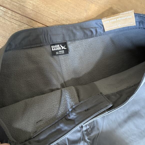 Eddie Bauer Men’s Lined Rainier Pants 34x30 Gray NWT UPF 50+ Active Fit Hiking - Picture 3 of 6
